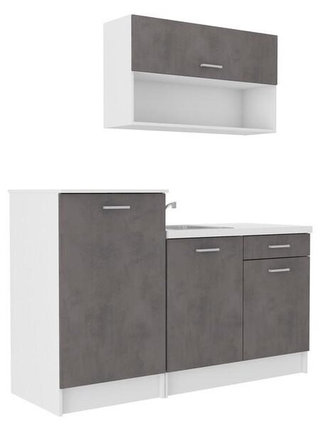 P & B Kuhinjski Blok Brez Aparatov Smart, Siva, Bela, 160cm