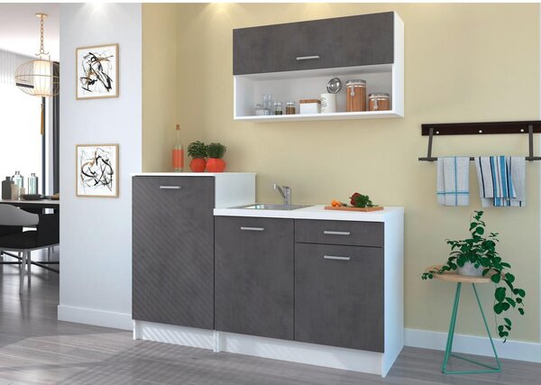 P & B Kuhinjski Blok Brez Aparatov Smart, Siva, Bela, 160cm