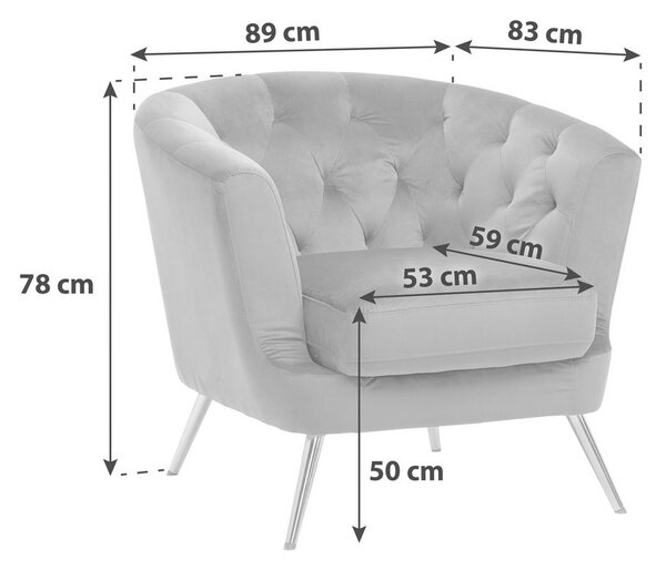 Modern Living Fotelj Chesterfield Lita, Modra, Žamet