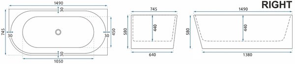 Kopalna kad SYDNEY BELLANTO RIGHT 150cm