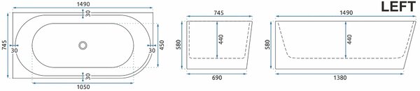 Kopalna kad SYDNEY BELLANTO LEFT 150cm