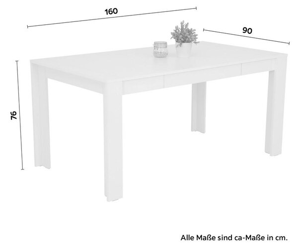 Mömax Jedilna Miza Viola, Bela, 160 X 90 Cm, Predal