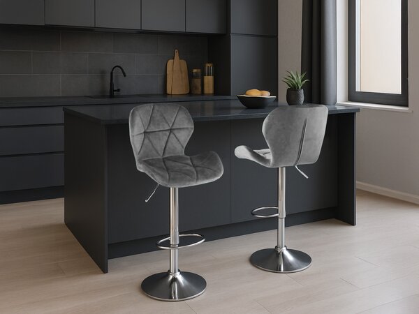 Barski stol WEST VELVET, siva