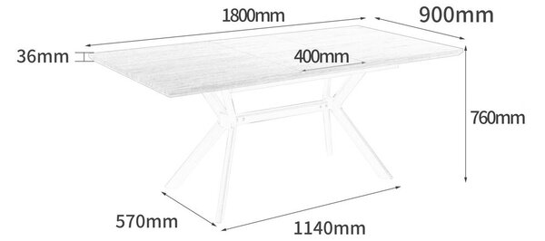 Modern Living Raztegljiva Miza Extend, Naravne Barve, 140-180x90