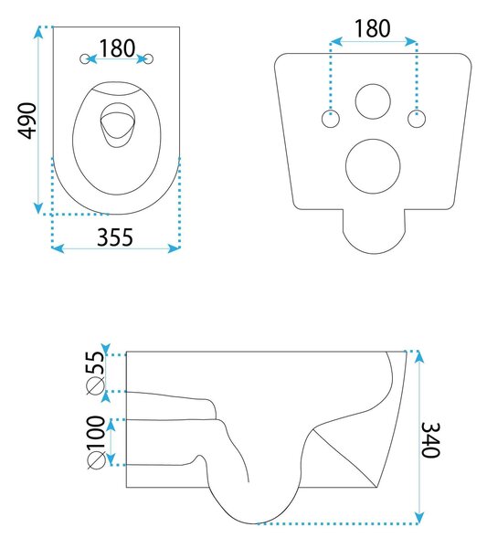 Set viseča WC školjka REA Gustavo Rimless + nadpultni umivalnik Maya