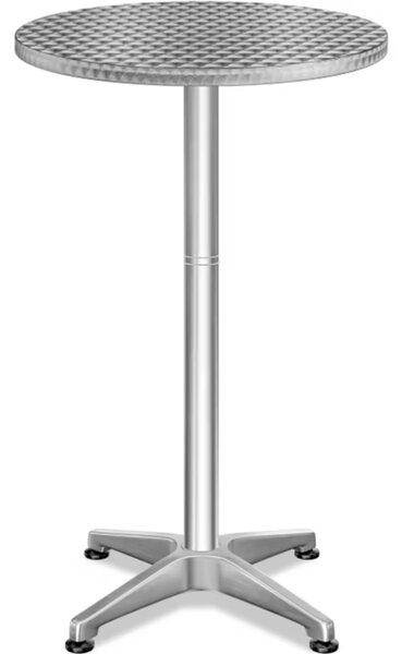Po višini nastavljiva aluminijasta barska miza NERO, Ø60cm, srebrna Casaria