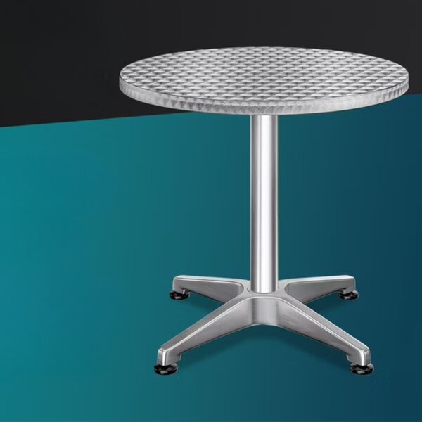 Po višini nastavljiva aluminijasta barska miza NERO, Ø60cm, srebrna Casaria