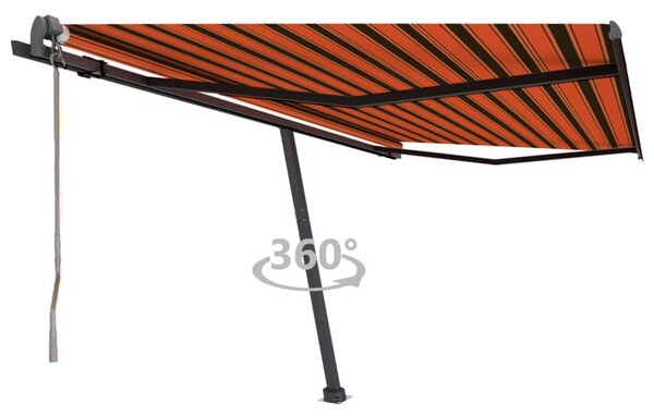 VidaXL Prostostoječa avtomatska tenda 400x350 cm oranžna/rjava