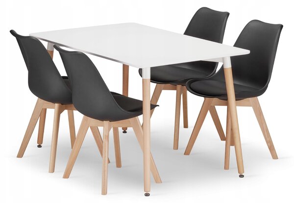 Jedilni komplet 1 + 4, miza ADRIA 120x80cm bela + stoli BALI MARK črna