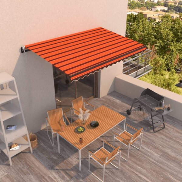 VidaXL Avtomatsko zložljiva tenda 400x350 cm oranžna in rjava