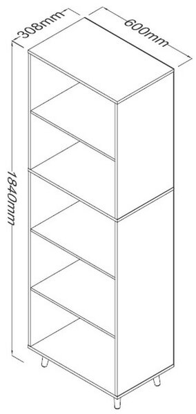 REGAL 60/184/31 cm antracit, bela