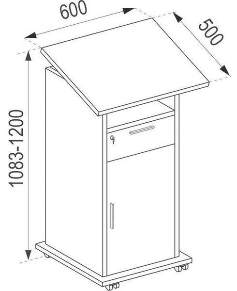 STOJEČA MIZA leseni material barve bukve