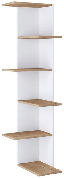 KOTNI REGAL 37/140/37 cm bela, medeni hrast