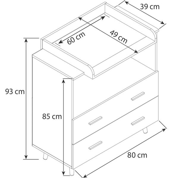 PREVIJALNA KOMODA VCM LANDOS 60/93/49 cm
