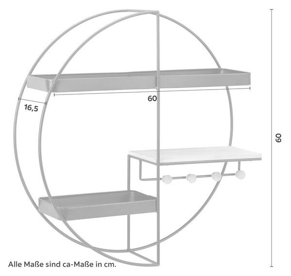 Bessagi Home Stenski Regal Lelia, Črna, Naravna, Ø 60 Cm