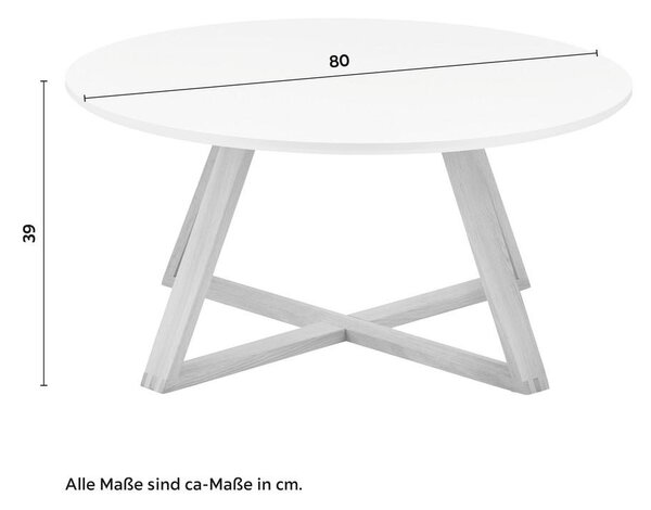 Bessagi Home Klubska Miza Mattia, Bela, Hrast, Ø 80 Cm