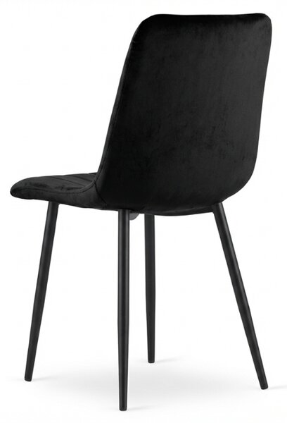Črn žametni stol LAVA ONYX s črnimi nogami