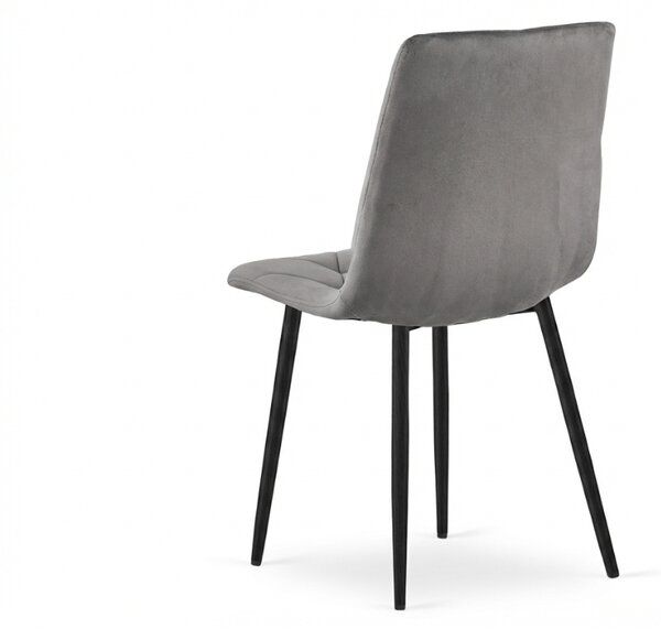 Siv žametni stol LIBRA SILVER GREY s črnimi nogami