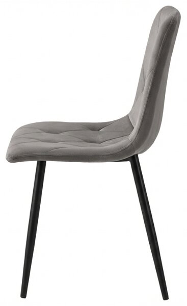 Siv žametni stol LIBRA SILVER GREY s črnimi nogami