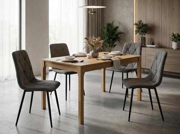 Temno sivi stol LIBRA STONE GREY s črnimi nogami