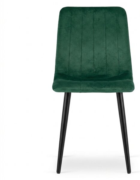Temno zeleni žametni stol LAVA BOTTLE GREEN s črnimi nogami