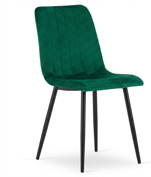 Temno zeleni žametni stol LAVA BOTTLE GREEN s črnimi nogami