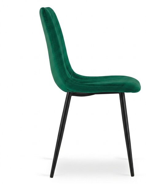 Temno zeleni žametni stol LAVA BOTTLE GREEN s črnimi nogami