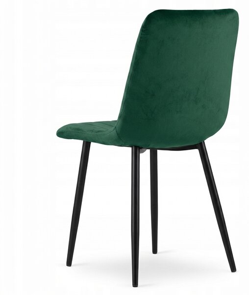 Temno zeleni žametni stol LAVA BOTTLE GREEN s črnimi nogami