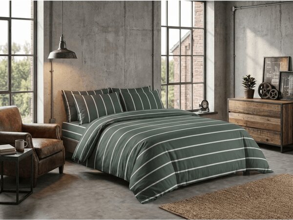 Bombažna posteljnina STRIPIX zelena, 100% bombaž Dimenzije posteljnine: 70 x 90 cm | 140 x 200 cm