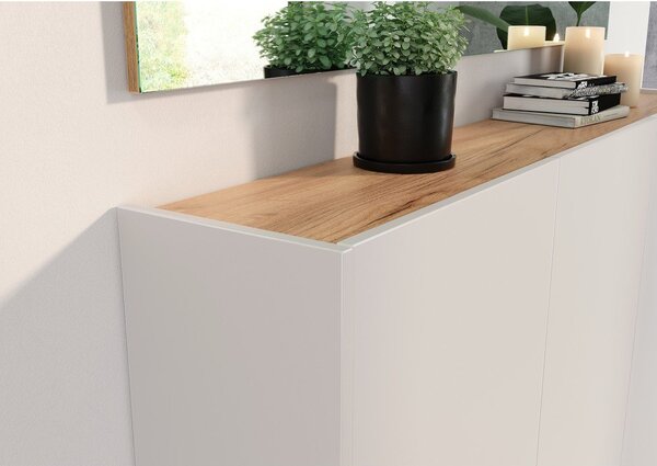 Kremno bela omarica v hrastovem dekorju 138x87x25 cm Libbiano – Germania