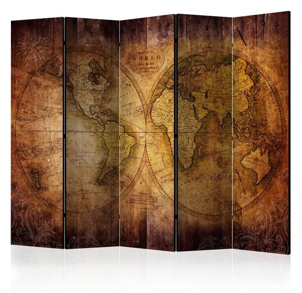 Artgeist Paravan Old World Map, 5-Delni, Enostranski