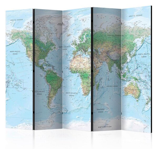 Artgeist Paravan World Map, 5-Delni, Enostranski