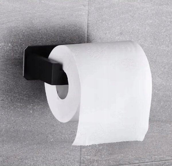 Inox samolepilno 3M stensko držalo za WC papir 14cm črno