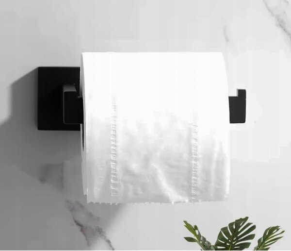 Inox samolepilno 3M stensko držalo za WC papir 14cm črno