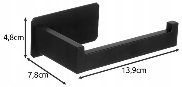 Inox samolepilno 3M stensko držalo za WC papir 14cm črno