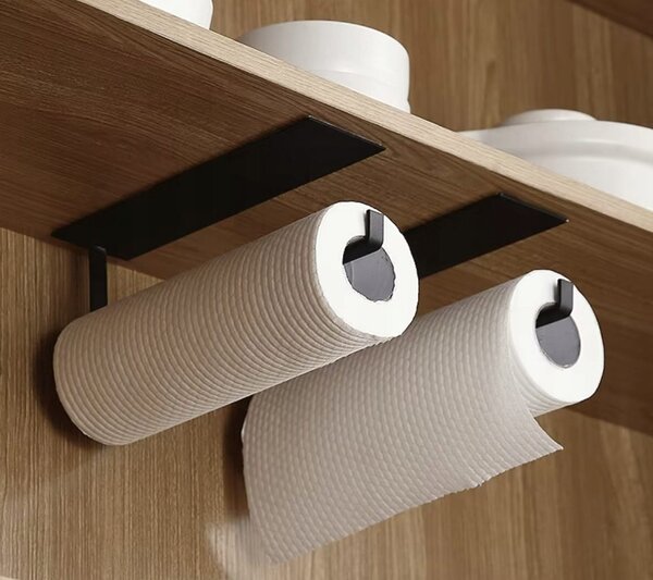 Jekleno samolepilno držalo za papirnate brisače 25cm črno