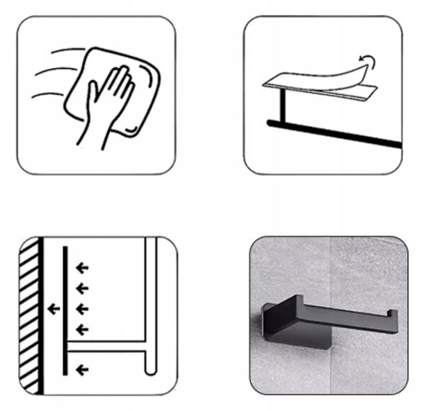 Inox samolepilno 3M stensko držalo za WC papir 14cm črno