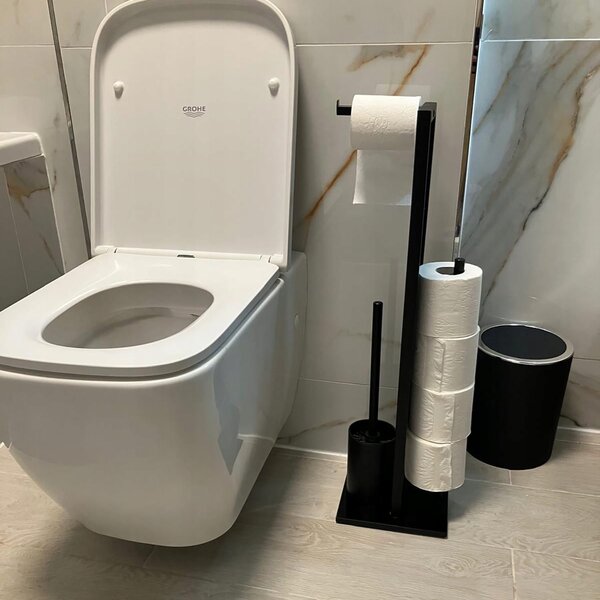 3v1 set inox stekleno stojalo in držalo za WC papir in ščetko