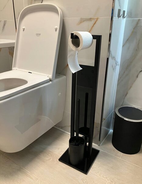 3v1 set inox stekleno stojalo in držalo za WC papir in ščetko