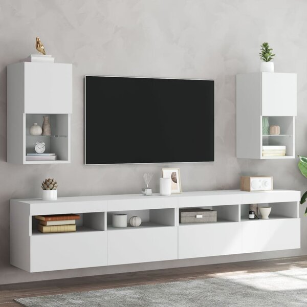 VidaXL TV omarica z LED lučkami 2 kosa bela 30,5x30x60 cm