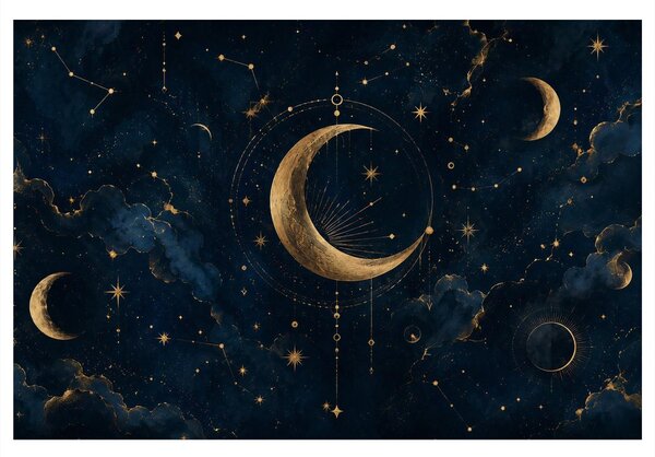 Slika mistična luna na nočnem nebu