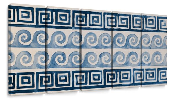 5-delna slika modre spirale in ornamenti