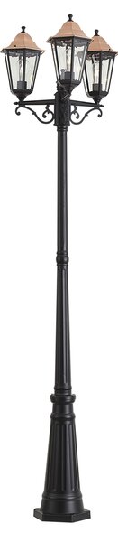 Klasična zunanja svetilka črna z bakrom 220cm 3-luči IP44 - Havana