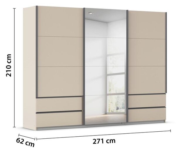 Premium Living Omara Z Drsnimi Vrati Elara, Barva Šampanjca