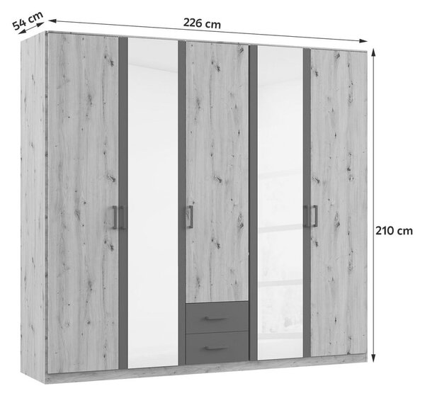 Modern Living Omara Za Oblačila Despina, Barva Hrasta, Temno Siva