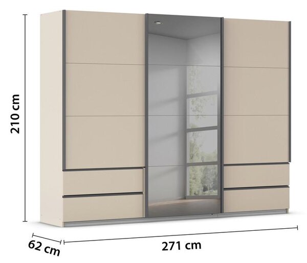Premium Living Omara Z Drsnimi Vrati Elara, Barva Šampanjca