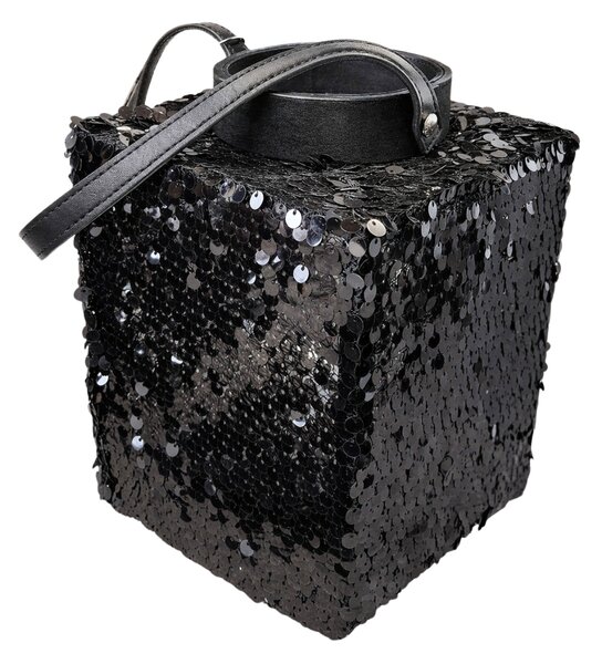 Lanterna z bleščicami LOFTY GLAM 20 cm, črna