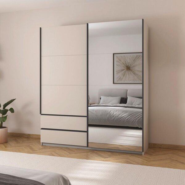 Premium Living Omara Z Drsnimi Vrati Elara, Barva Šampanjca