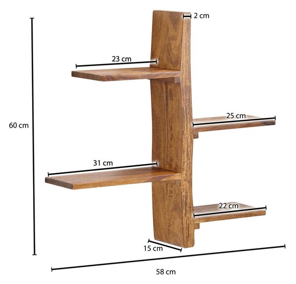 STENSKI REGAL 58/60/15 cm barve indijskega rožnega lesa