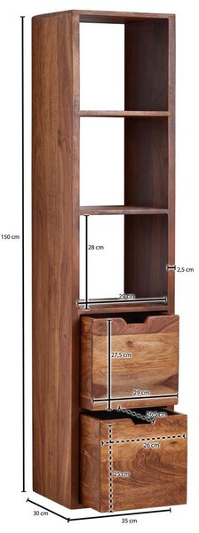 STENSKI REGAL 35/150/30 cm barve indijskega rožnega lesa